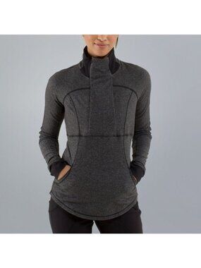 Lululemon Womens Sz 10 Base Runner 1/2 Zip - Heathered Herringbone